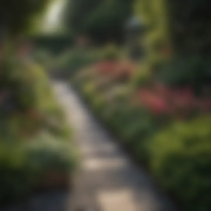 Garden design layout illustrating the placement of flower beds and edging design