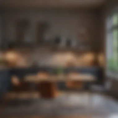Contemporary kitchen table paired with aesthetic chairs in a sleek interior