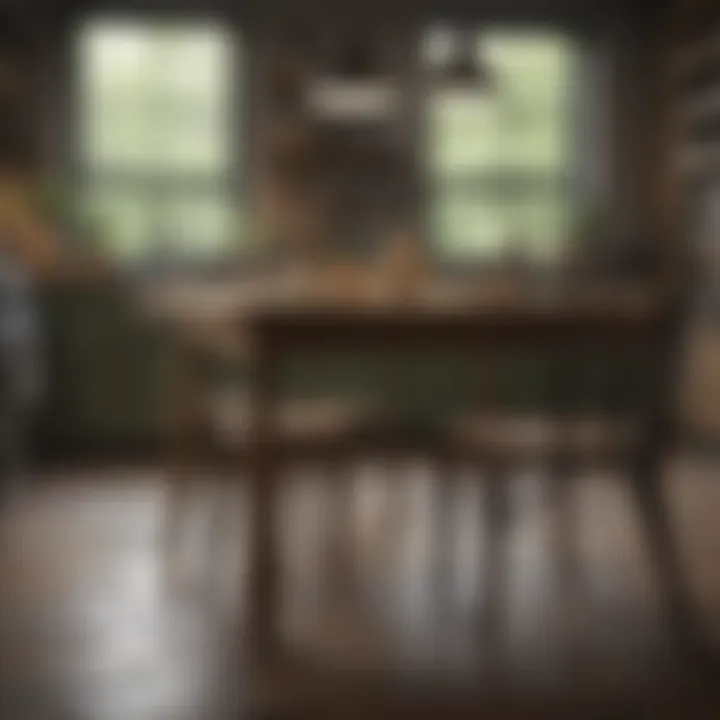 Stylish rustic kitchen table with natural wood finish amidst home decor