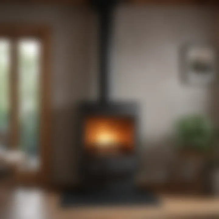 A contemporary wood pellet stove adding warmth and ambiance to a room