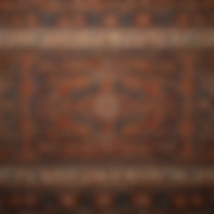 Close-up of intricate patterns on a handwoven rug