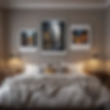 Curating a Unique Gallery Above Your Bed Gallery wall featuring various art styles above a bed