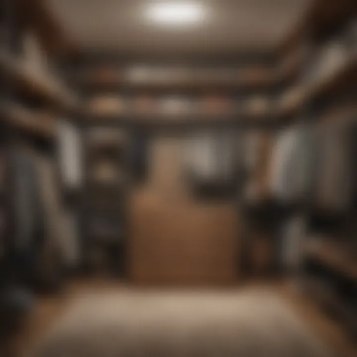 Variety of materials used in walk-in closet construction