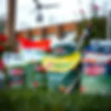 An array of different types of lawn fertilizers in bags