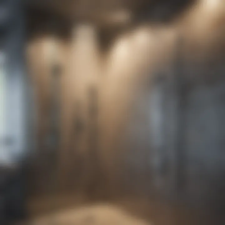 Contemporary shower space featuring digital controls