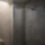 Modern glass shower enclosure with rainfall showerhead