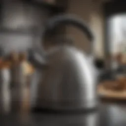Elegant stainless steel kettle on a countertop