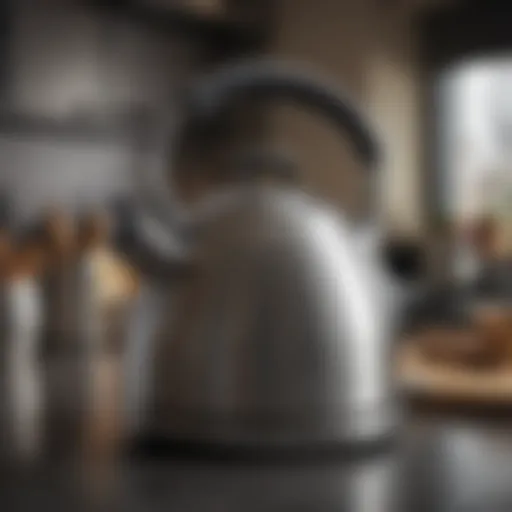 Elegant stainless steel kettle on a countertop