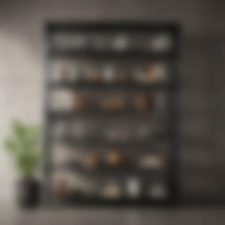 Stylish metal bookcase with open shelving