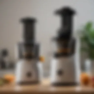 Comparison chart illustrating features of various juicer models