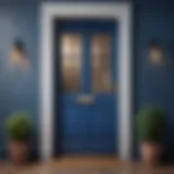 Elegant front door painted in deep blue
