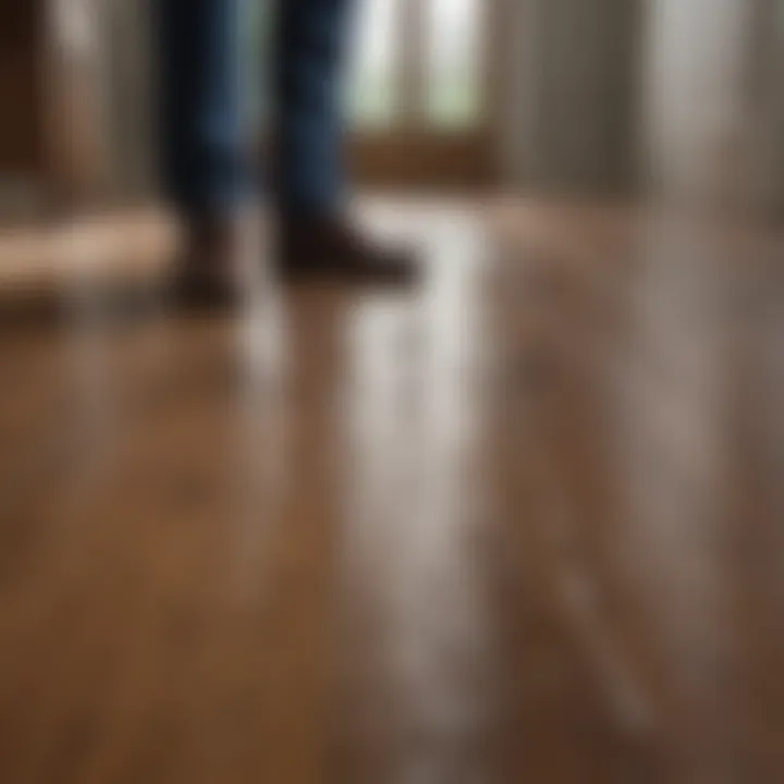 Liquid wax application on hardwood floor