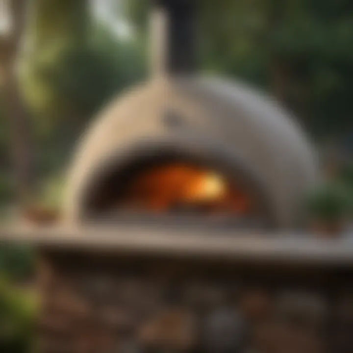 Luxury outdoor pizza oven setup with gourmet ingredients