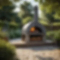 Stylish outdoor pizza oven in a garden setting