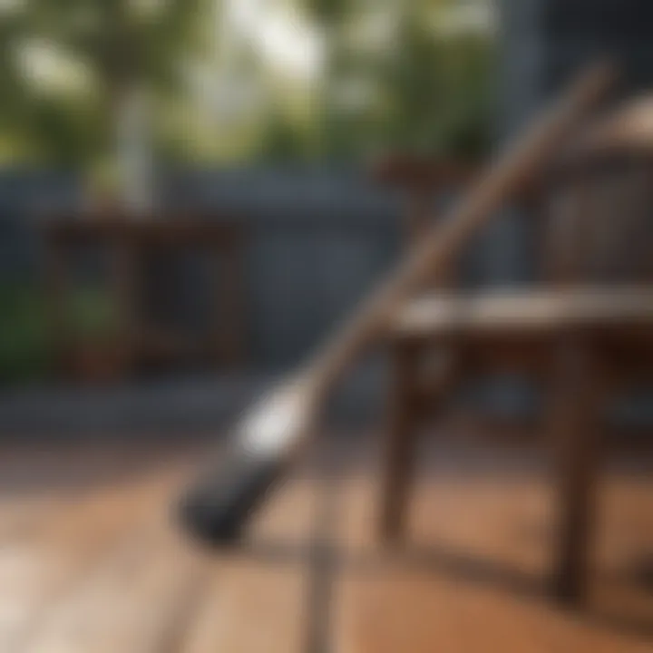 Maintenance of wood patio furniture with a paintbrush
