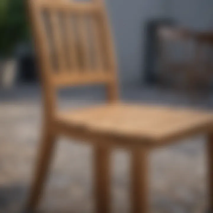 Close-up of painted wood patio chair