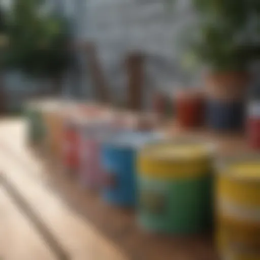 Vibrant colors of paint cans for wood furniture