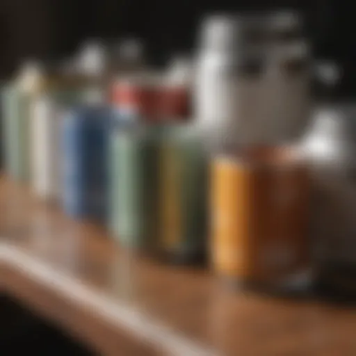 Selection of paint samples for furniture restoration