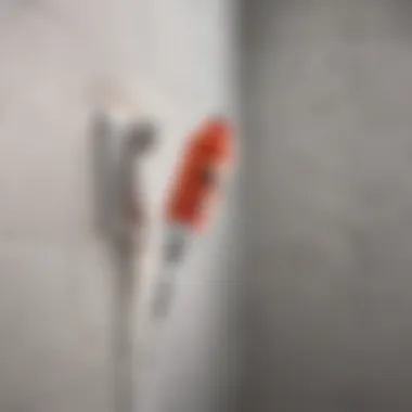 Close-up of silicone caulk application in a shower corner