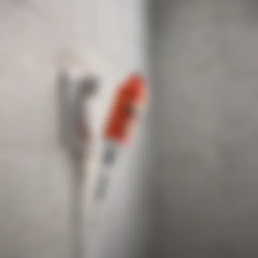 Close-up of silicone caulk application in a shower corner