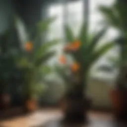 Vibrant Birds of Paradise plant showcasing unique foliage indoors