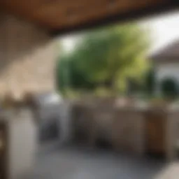 A beautifully designed outdoor kitchen featuring a built-in grill