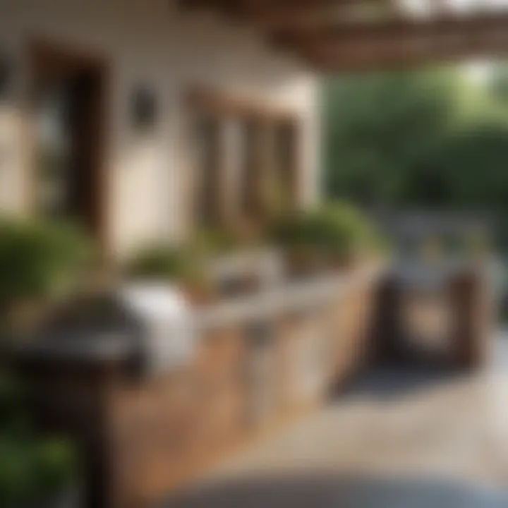 Diverse material choices for a built-in grill patio