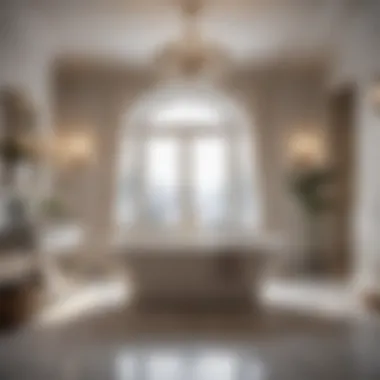 Illuminated Elegance Elegant chandelier illuminating a luxurious bathtub