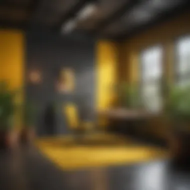 Energizing Yellow Accents in Creative Workspace Vibrant creative workspace with energizing yellow accents