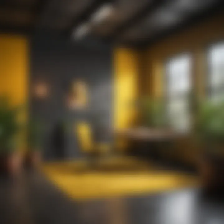Energizing Yellow Accents in Creative Workspace Vibrant creative workspace with energizing yellow accents