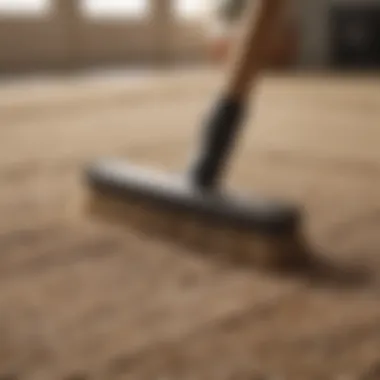 A selection of cleaning tools and products suitable for maintaining jute area rugs displayed on a clean surface.