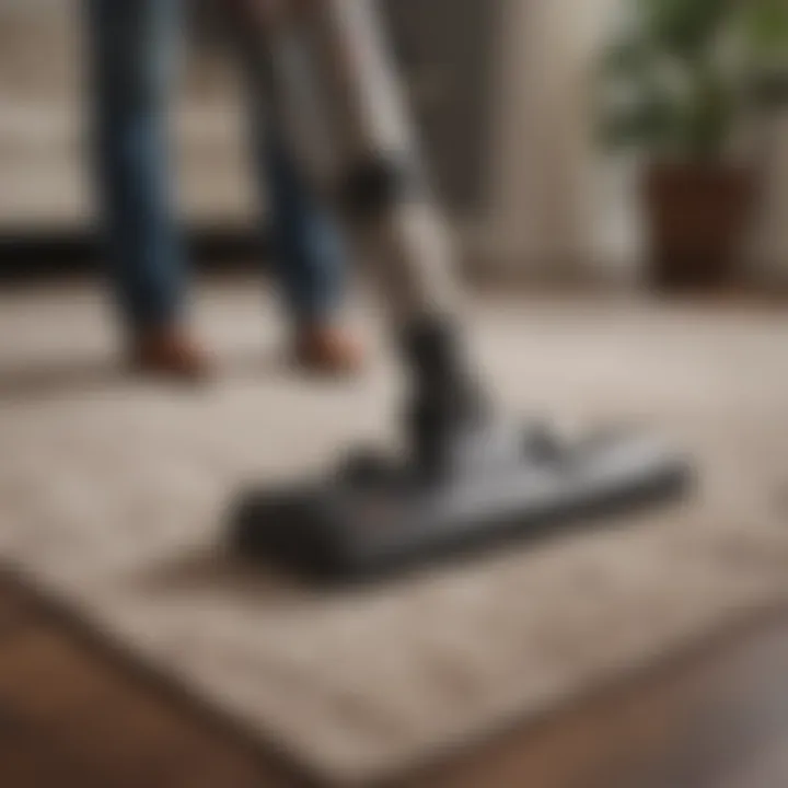 Person using a vacuum on a rug