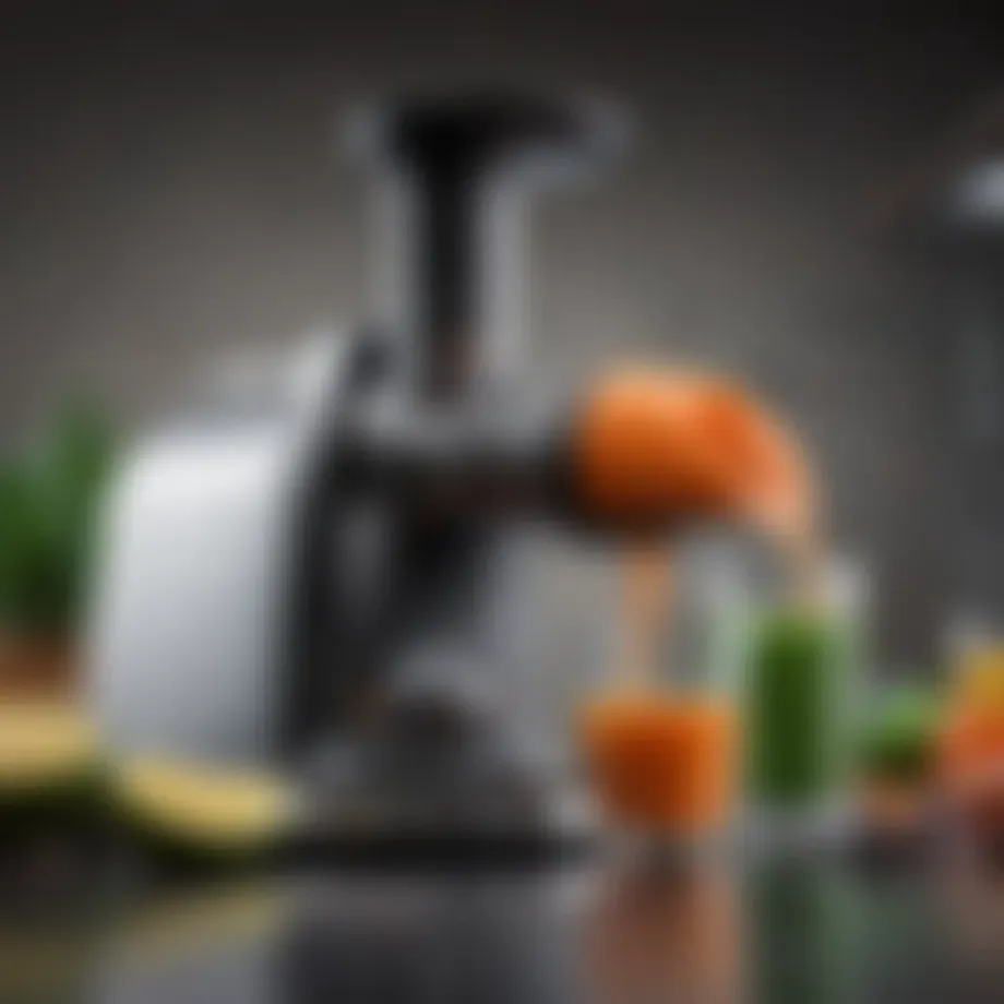 Detailed illustration of masticating juicer showcasing its components