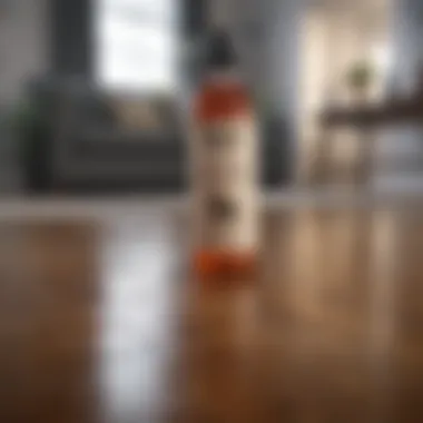 A bottle of eco-friendly hardwood cleaner on a wooden surface