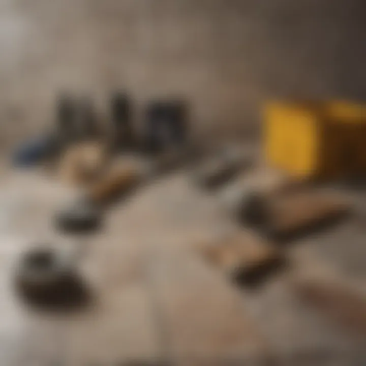 Essential Tiling Tools An array of essential tiling tools laid out for use.