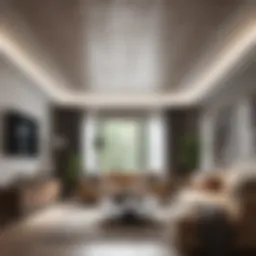 Elegant ceiling tile design in a modern living room