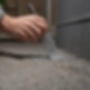Close-up on Application Technique Close-up of cement paint application technique