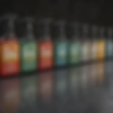 Chemical Insecticides Overview Various chemical insecticides lined up with labels showcasing their functions