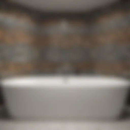 Beautifully tiled bathtub area showcasing intricate patterns