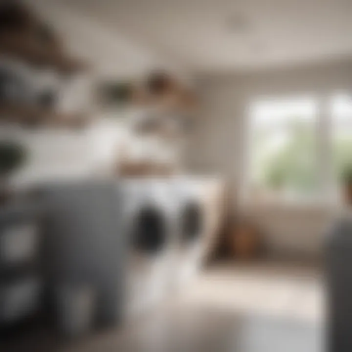 A well-organized laundry room with fabric care tools