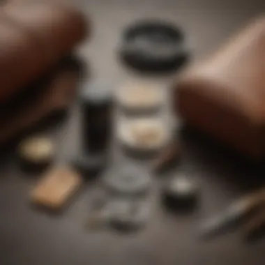 Close-up of leather repair kit contents