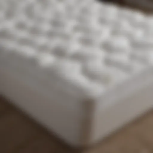 Various types of mattress protectors displayed on a bed
