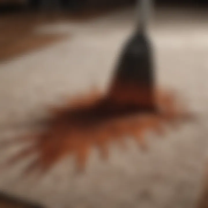 Demonstration of stain removal technique on a rug