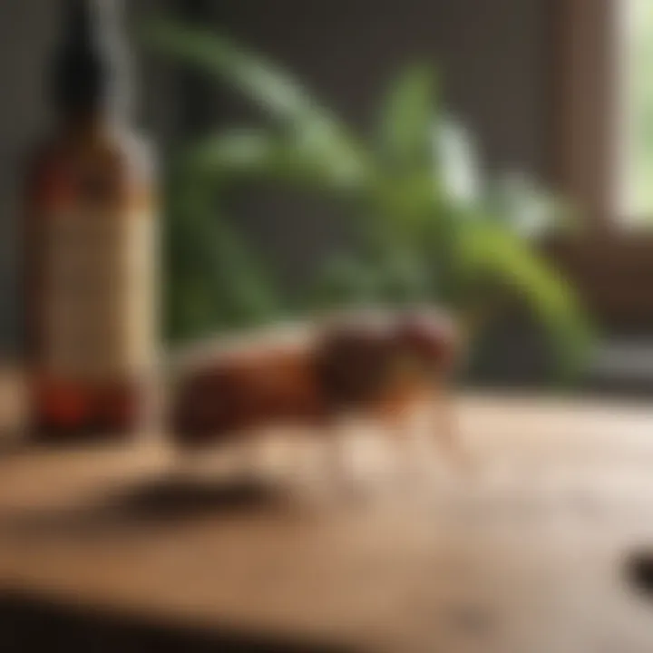 Natural remedies for flea control displayed on a wooden table