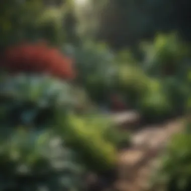 A flourishing raised garden showcasing diverse plant types