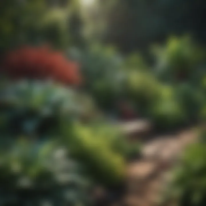 A flourishing raised garden showcasing diverse plant types
