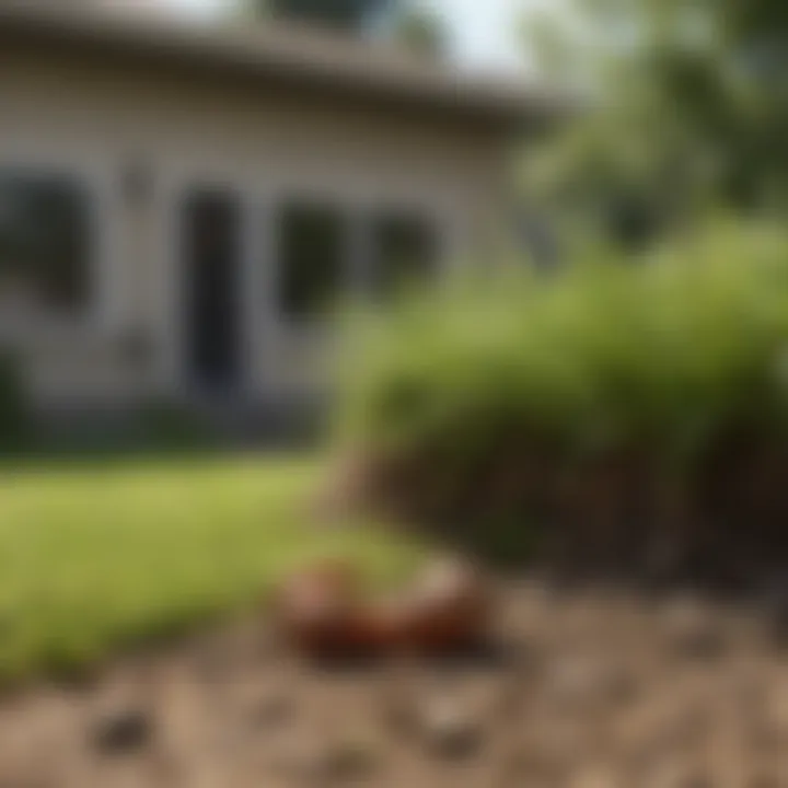 Healthy lawn versus grub-infested lawn comparison