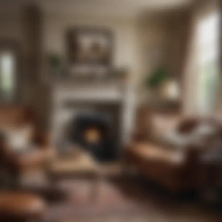 Stylish arrangement of country cottage living room furniture and accessories