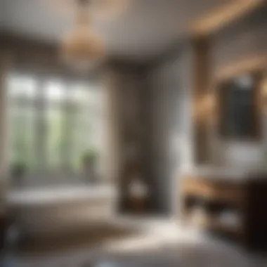 Ambient Serenity Cozy bathroom ambiance with chandelier lighting