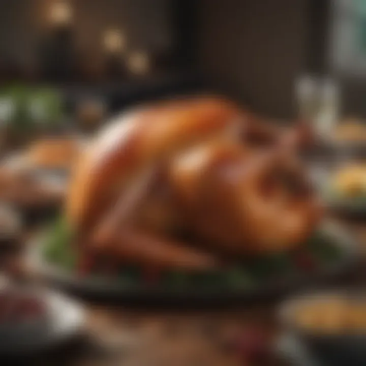 Perfectly Roasted Turkey Experience A perfectly roasted turkey presented on a table, highlighting the flavor and texture.